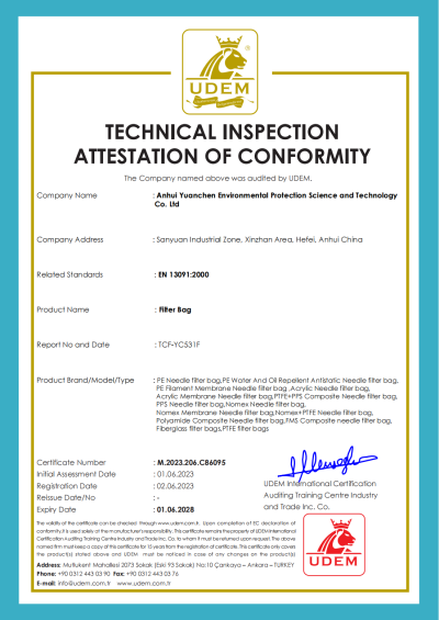 CE-Zertifikat: Filterbeutel
