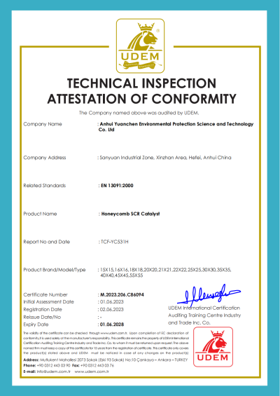CE-Zertifikat: Waben-SCR-Katalysator